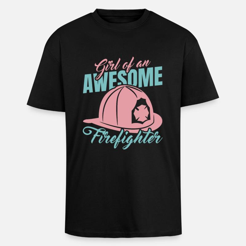 Mädchen eines tollen Feuerwehrmannes - Oversized Heavyweight Unisex T-Shirt - Schwarz