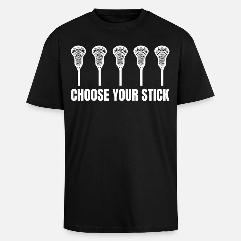 Lacrosse Schläger - Oversized Heavyweight Unisex T-Shirt - Schwarz