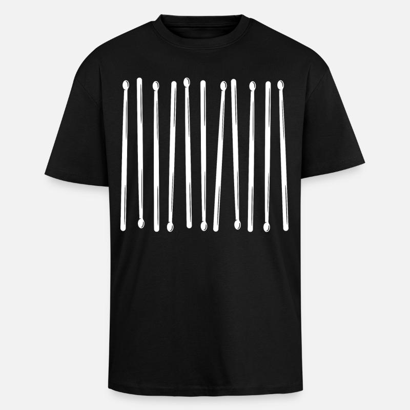 Drumsticks Vertical Pattern - Unisex Oversized Heavyweight T-shirt - black