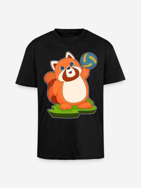 Red Panda Volleyball Player Volleyball - Unisex Oversized Heavyweight T-shirt - black