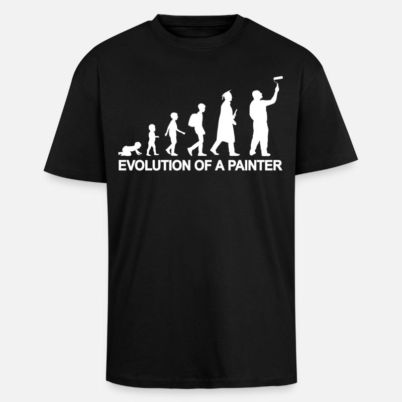 Development from child to painter - Unisex Oversized Heavyweight T-shirt - black