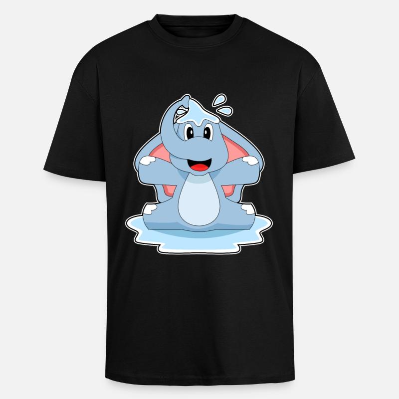 Elefant Planschen Wasser - Oversized Heavyweight Unisex T-Shirt - Schwarz