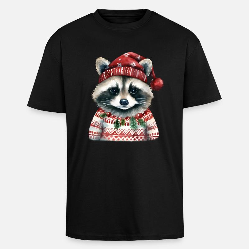 Herr Waschbär im Norweger-Pulli - Oversized Heavyweight Unisex T-Shirt - Schwarz