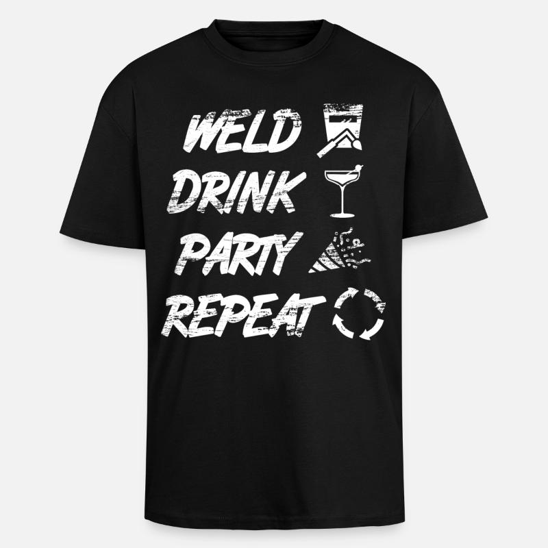 souder, boire, célébrer, répéter - T-shirt unisexe oversize épais - noir