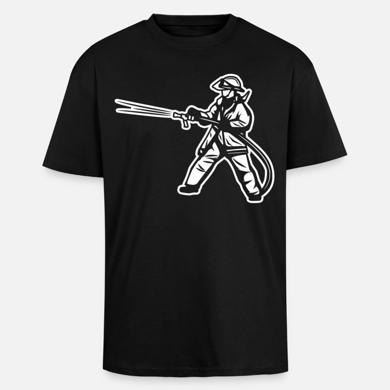Feuerwehrmann - Oversized Heavyweight Unisex T-Shirt - Schwarz
