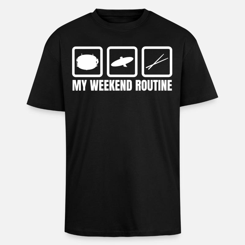 Schlagzeuger Wochenendroutine - Oversized Heavyweight Unisex T-Shirt - Schwarz
