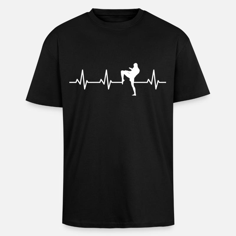 Kickboxer ECG palpitations - Unisex Oversized Heavyweight T-shirt - black