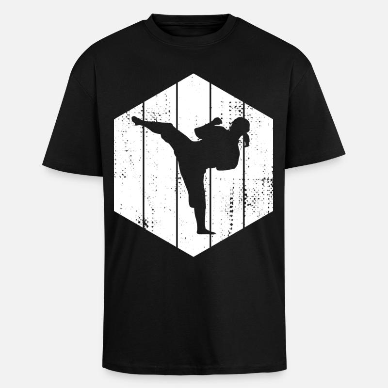 Karate Mädchen - Oversized Heavyweight Unisex T-Shirt - Schwarz