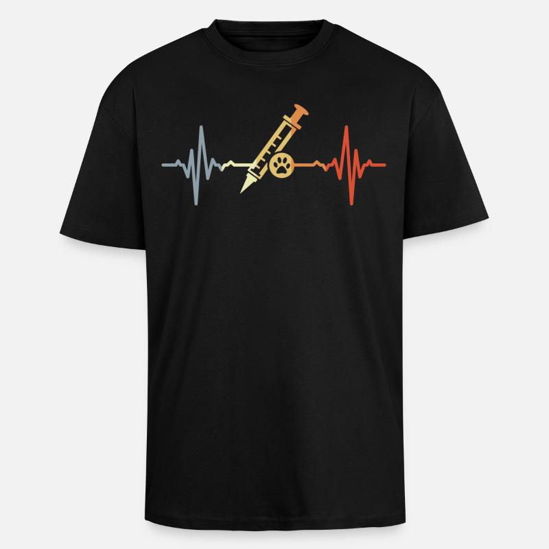 Tiermedizin Spritze EKG - Oversized Heavyweight Unisex T-Shirt - Schwarz