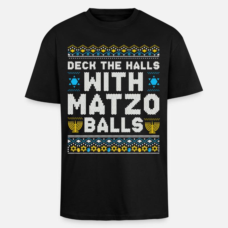 Joyeux Noël Noël Hanoukka Noël - T-shirt unisexe oversize épais - noir