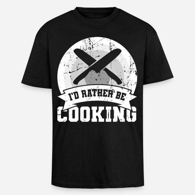 Ich würde lieber kochen - Oversized Heavyweight Unisex T-Shirt - Schwarz