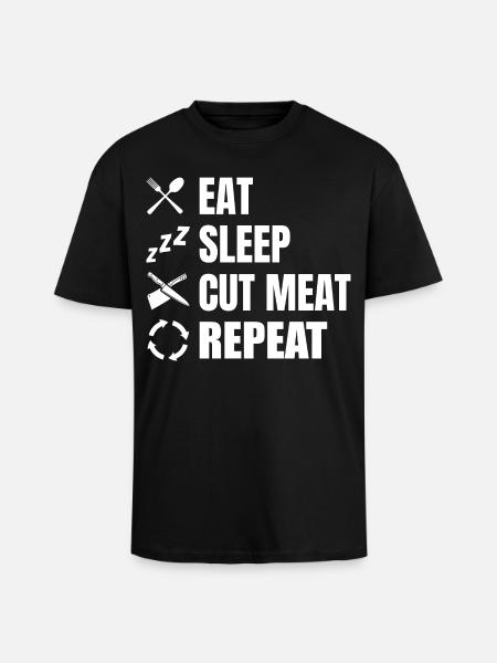 Eat, sleep, butchers, repeat - Unisex Oversized Heavyweight T-shirt - black