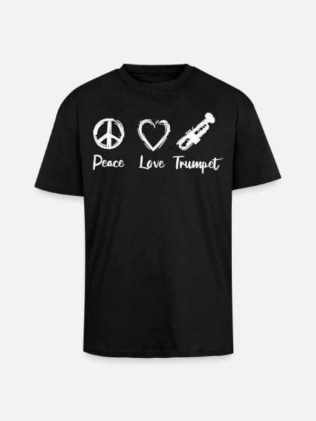 Peace Love Trumpet - Unisex Oversized Heavyweight T-shirt - black