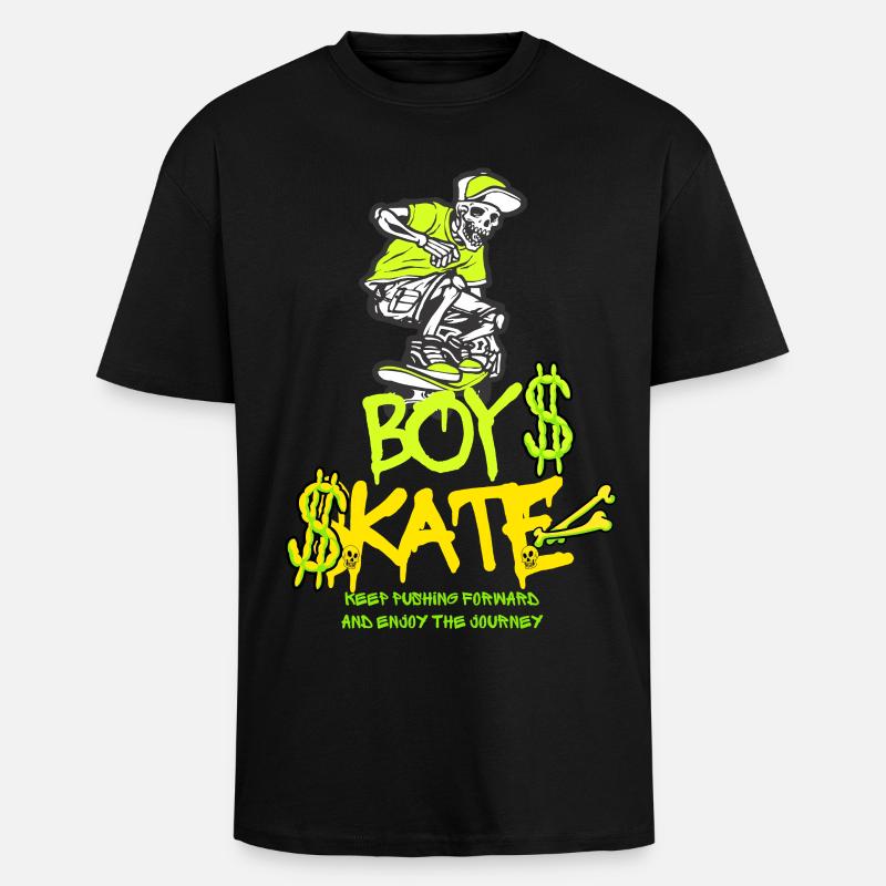 Junge Skateboarding Schädel Grafikdesign - Oversized Heavyweight Unisex T-Shirt - Schwarz