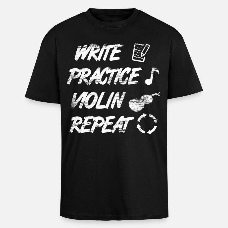 Practice writing, repeat violin - Unisex Oversized Heavyweight T-shirt - black