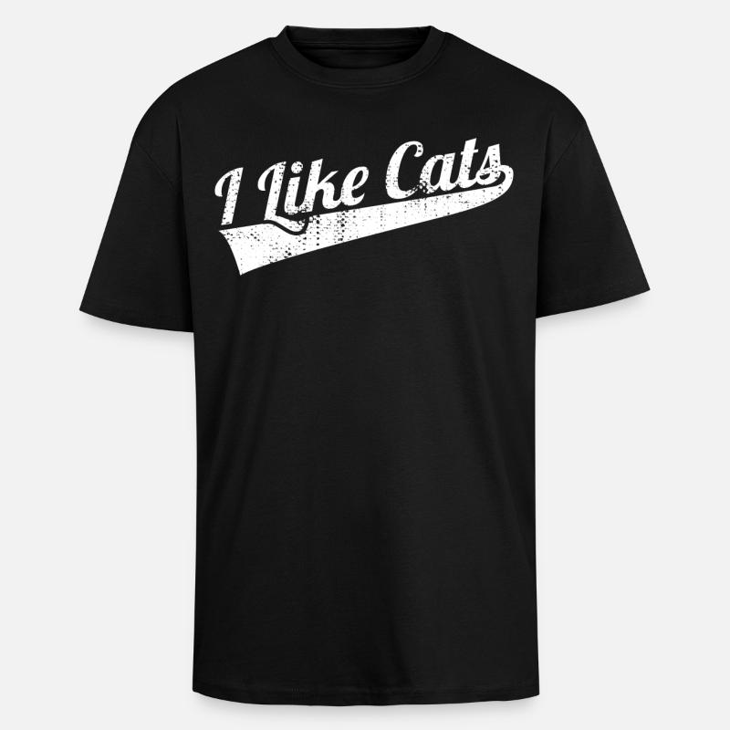 Ich mag Katzen - Oversized Heavyweight Unisex T-Shirt - Schwarz