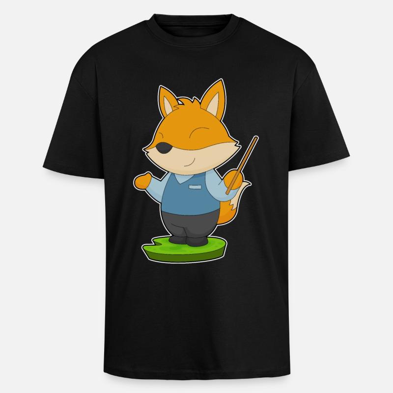 Pointeur d’enseignant de renard - T-shirt unisexe oversize épais - noir
