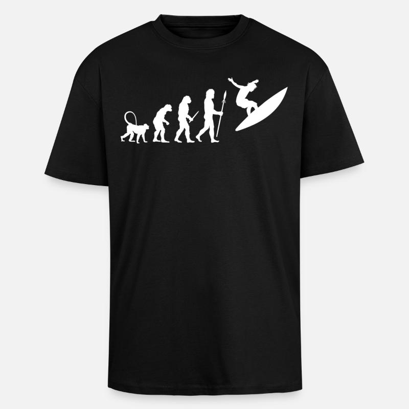 Évolution du surf - T-shirt unisexe oversize épais - noir