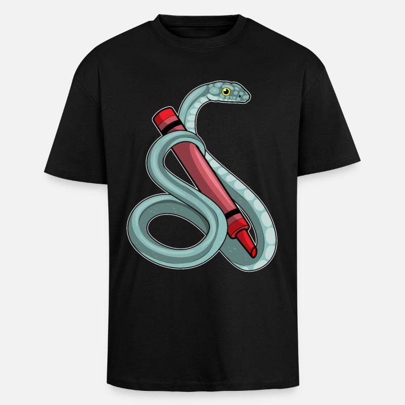 École de crayon Snake Student - T-shirt unisexe oversize épais - noir