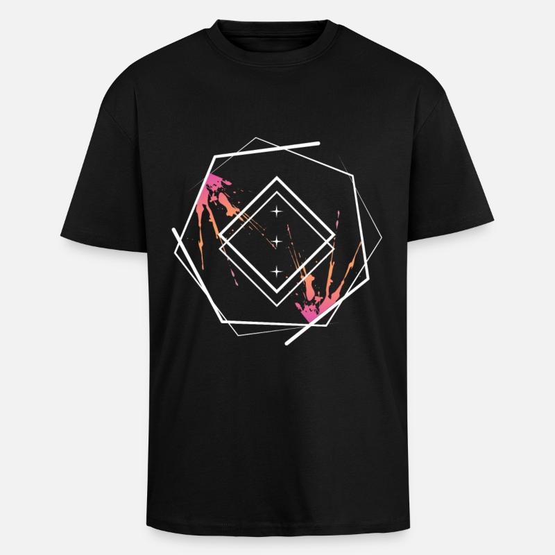 Geometric Diamond Frame Neon - Unisex Oversized Heavyweight T-shirt - black