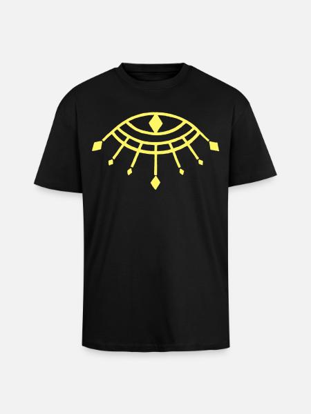 Oeil d'Horus jaune - T-shirt unisexe oversize épais - noir