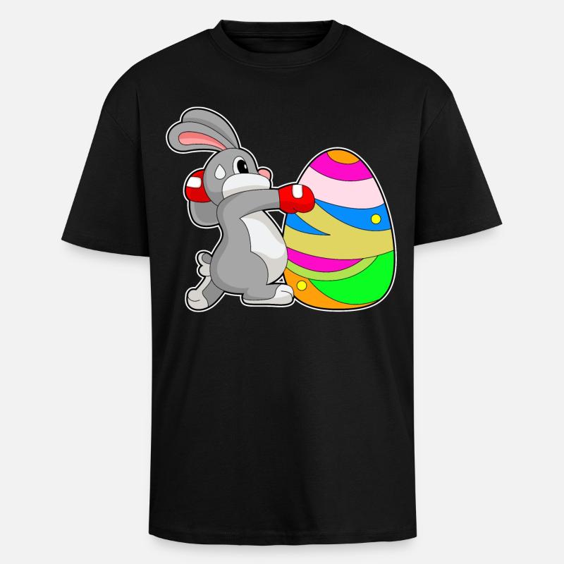 Bunny Easter Boxes - Unisex Oversized Heavyweight T-shirt - black