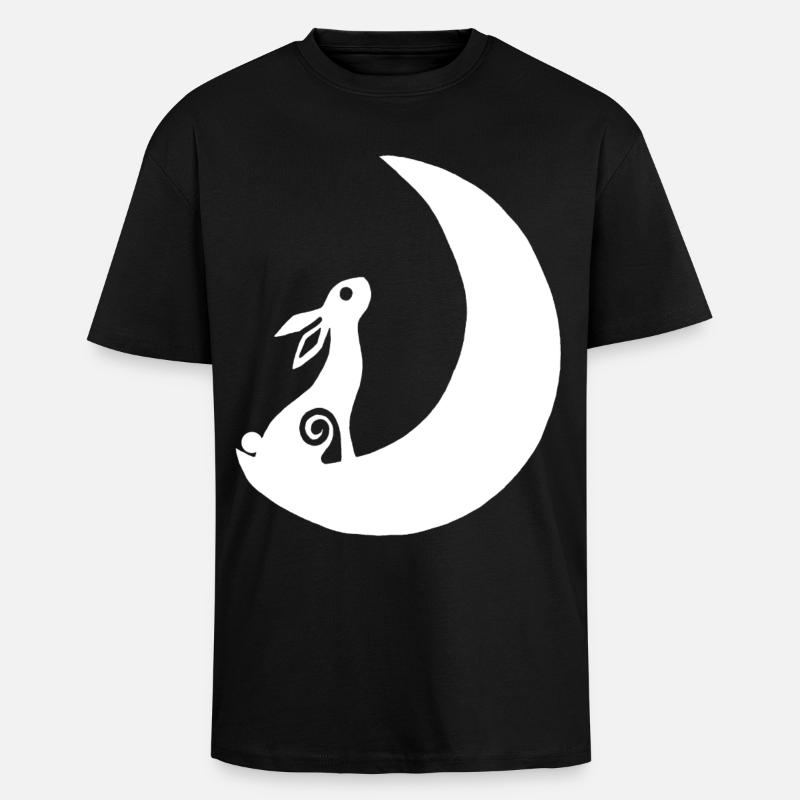 A rabbit on the moon - Unisex Oversized Heavyweight T-shirt - black
