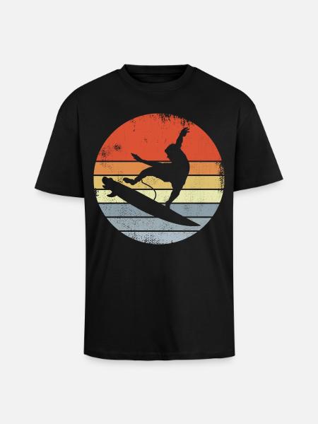 Surfing Vintage Look - Unisex Oversized Heavyweight T-shirt - black