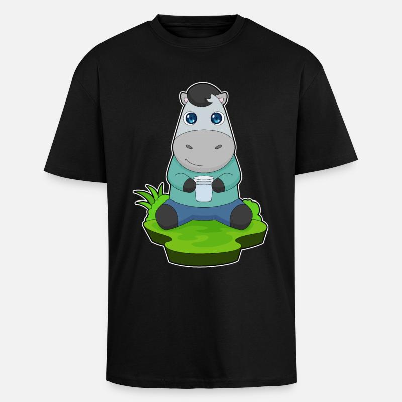 Tasse d’eau de cheval - T-shirt unisexe oversize épais - noir