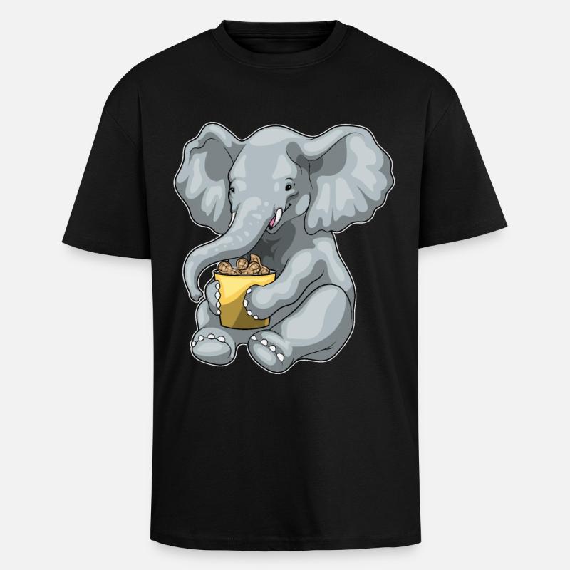 Elefant Erdnüsse - Oversized Heavyweight Unisex T-Shirt - Schwarz