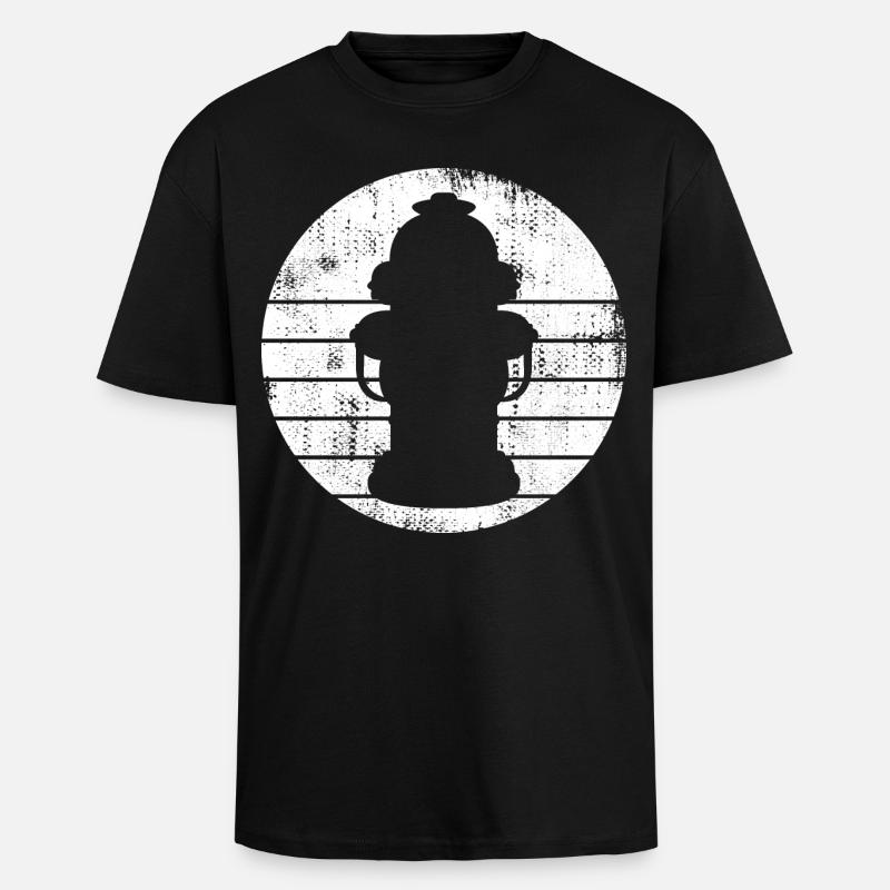 Fire Hydrant Drawing - Unisex Oversized Heavyweight T-shirt - black