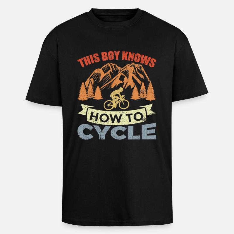 Fahrrad Junge - Oversized Heavyweight Unisex T-Shirt - Schwarz