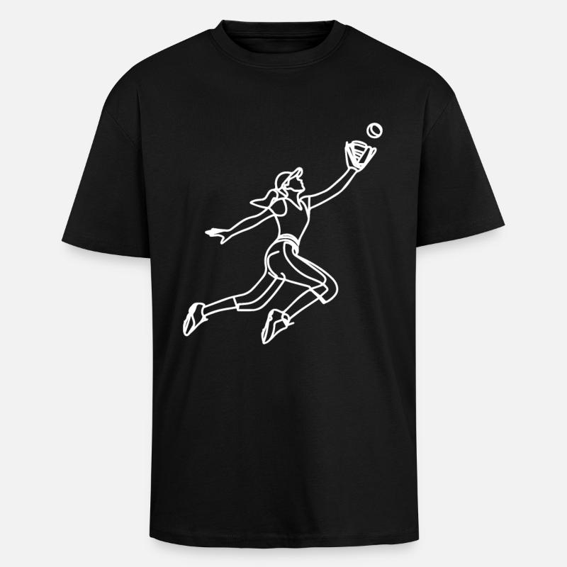 Dessin de joueuse de baseball - T-shirt unisexe oversize épais - noir