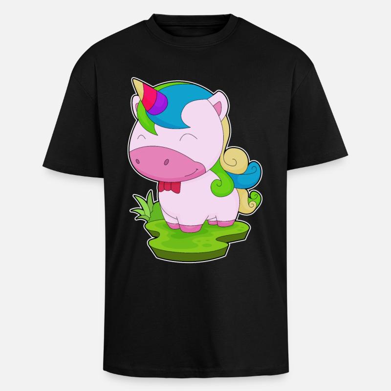 Einhorn Fliege - Oversized Heavyweight Unisex T-Shirt - Schwarz