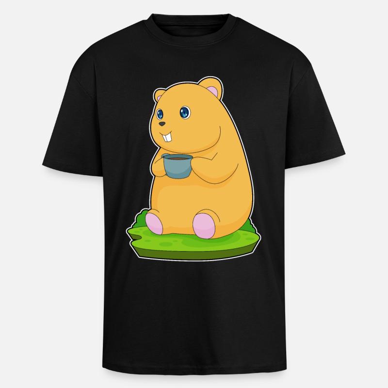 Tasse à café hamster - T-shirt unisexe oversize épais - noir