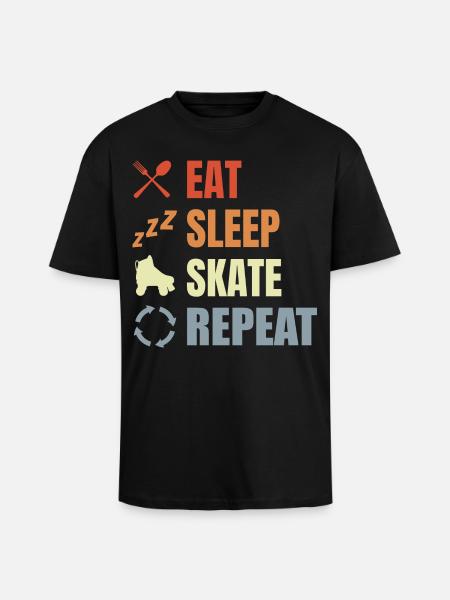 Eat Sleep Skate Repeat - Oversized Heavyweight Unisex T-Shirt - Schwarz