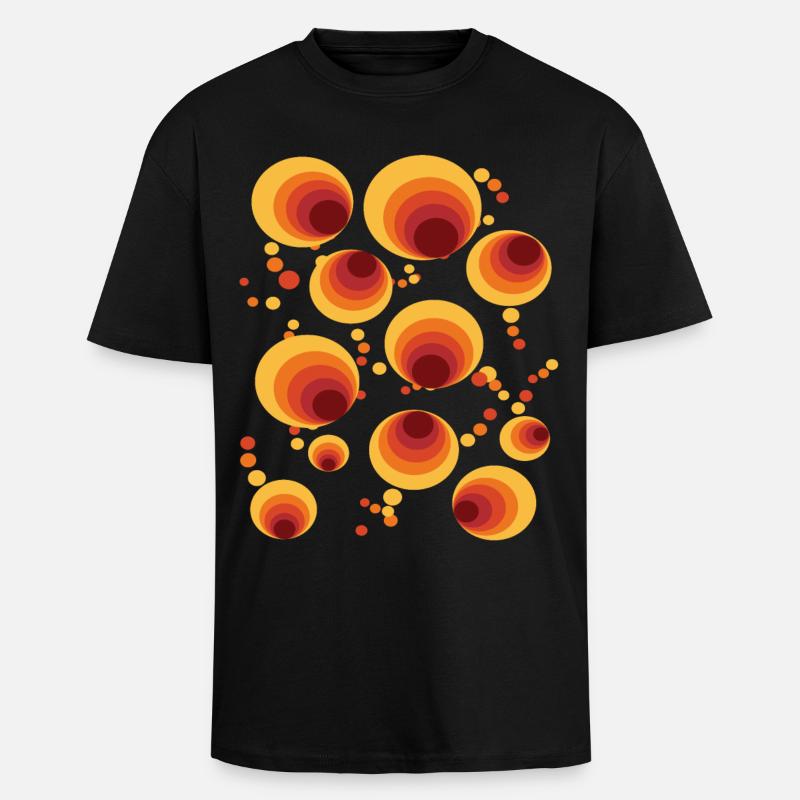 Abstract Polka Dots Circle Pattern - Unisex Oversized Heavyweight T-shirt - black