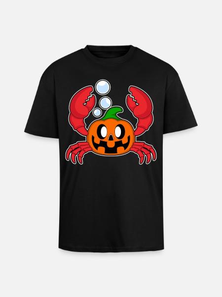 Crab Halloween Pumpkin - Unisex Oversized Heavyweight T-shirt - black