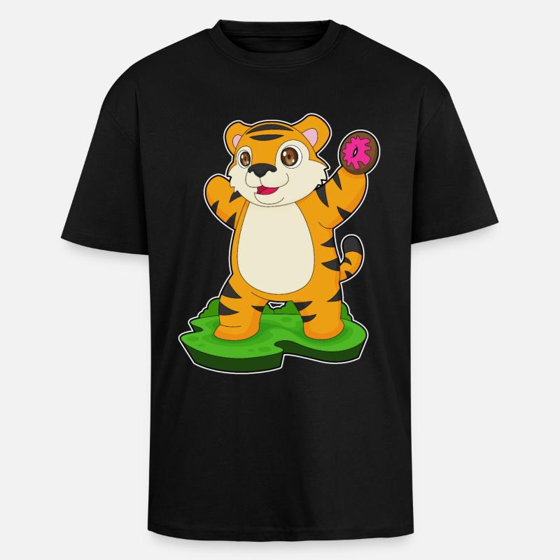 Beignet tigré - T-shirt unisexe oversize épais - noir
