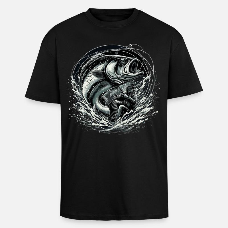 Pêcheur pêcheur dynamique cadeau - T-shirt unisexe oversize épais - noir