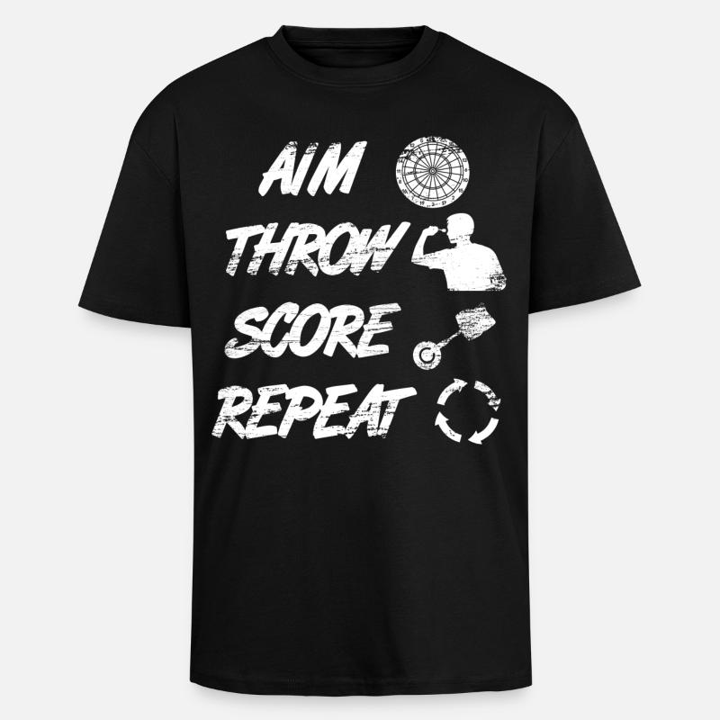 viser, lancer, pointer, répéter - T-shirt unisexe oversize épais - noir