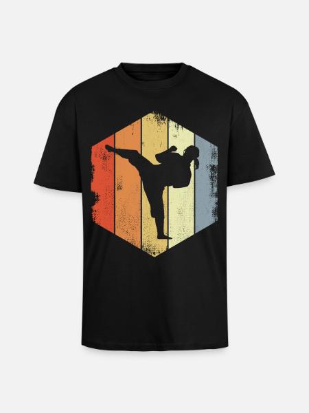 Karate Girl Drawing - Unisex Oversized Heavyweight T-shirt - black
