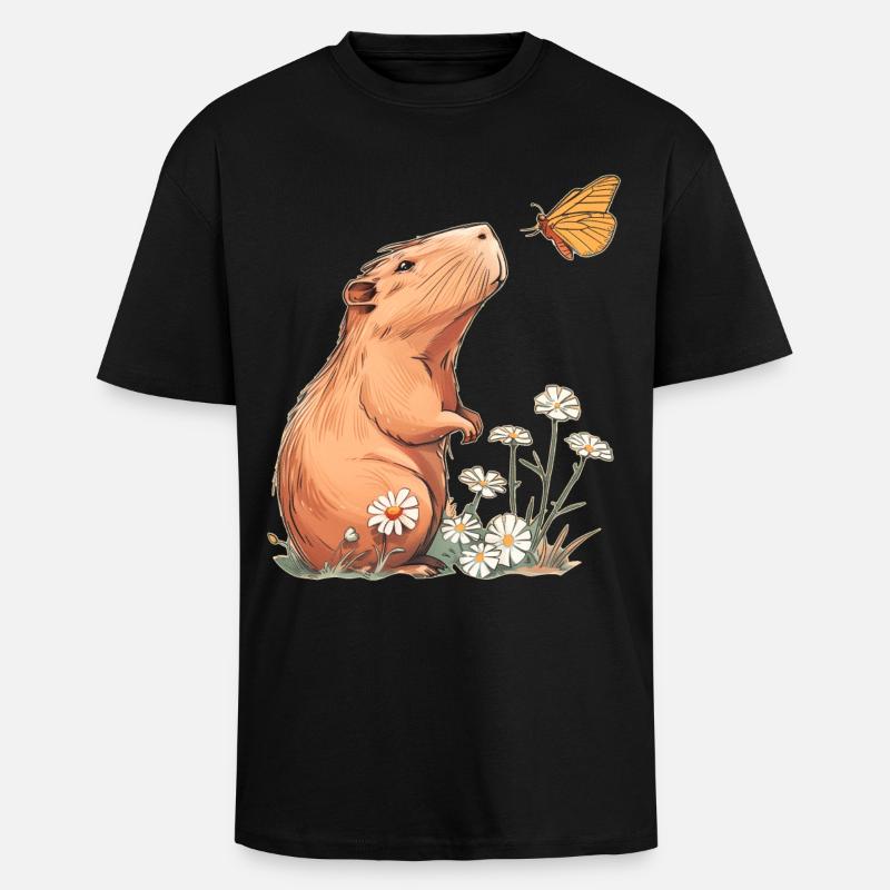 Capybara Schmetterling - Oversized Heavyweight Unisex T-Shirt - Schwarz