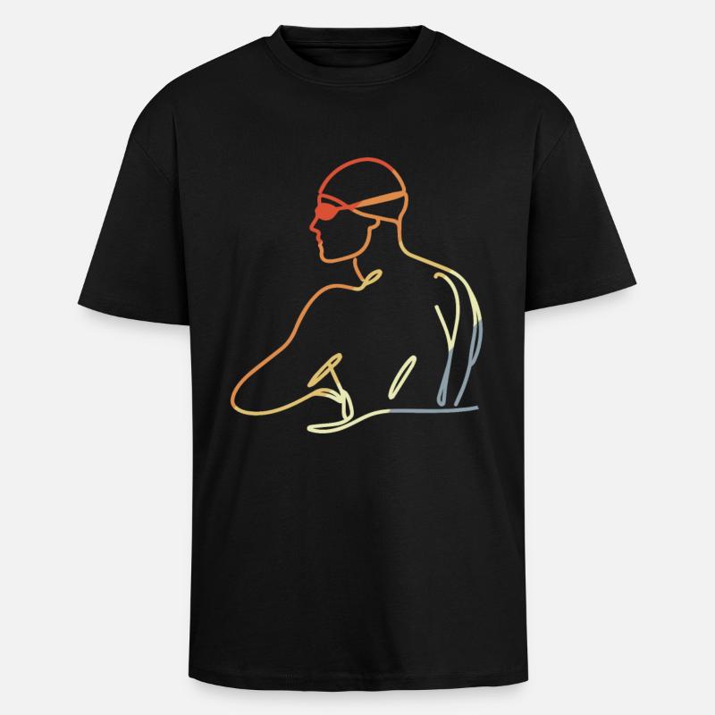 Professional Swimmer Drawing - Unisex Oversized Heavyweight T-shirt - black