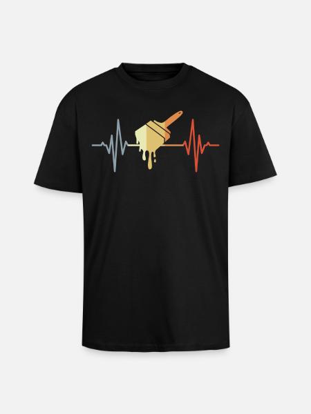 Lackierpinsel Herzschlag - Oversized Heavyweight Unisex T-Shirt - Schwarz