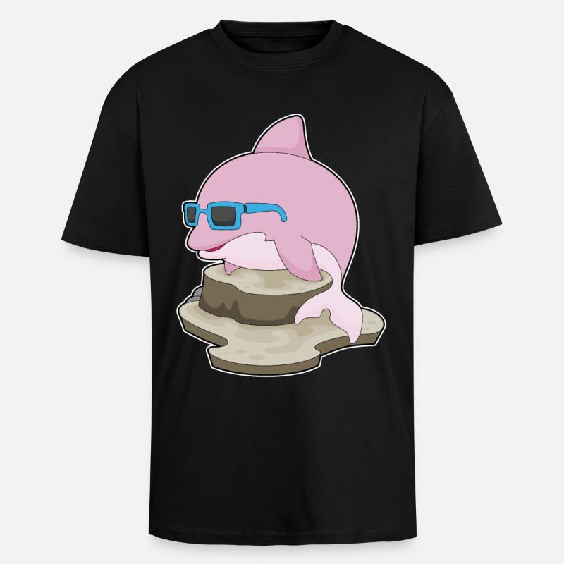 Delfin Sonnenbrille - Oversized Heavyweight Unisex T-Shirt - Schwarz
