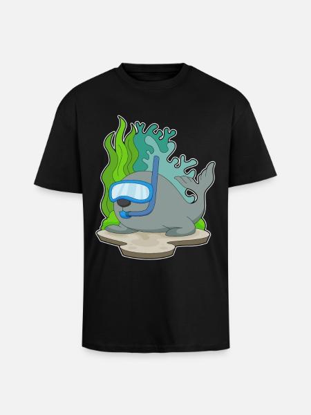 Seal Diver Snorkel Diving - Unisex Oversized Heavyweight T-shirt - black