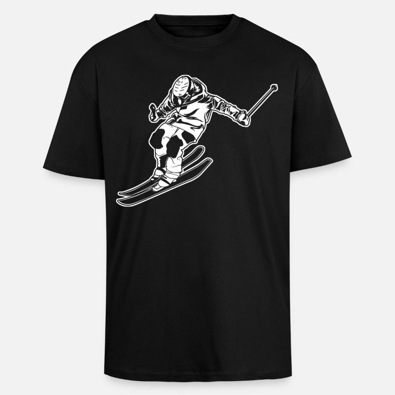 Skiläufer - Oversized Heavyweight Unisex T-Shirt - Schwarz