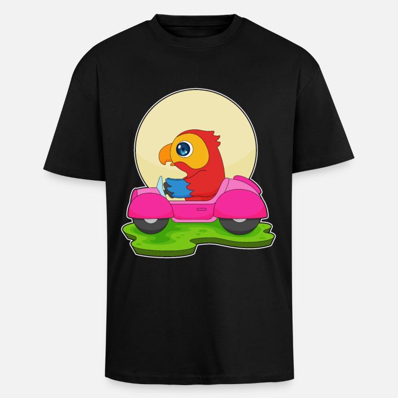 Papagei Auto - Oversized Heavyweight Unisex T-Shirt - Schwarz