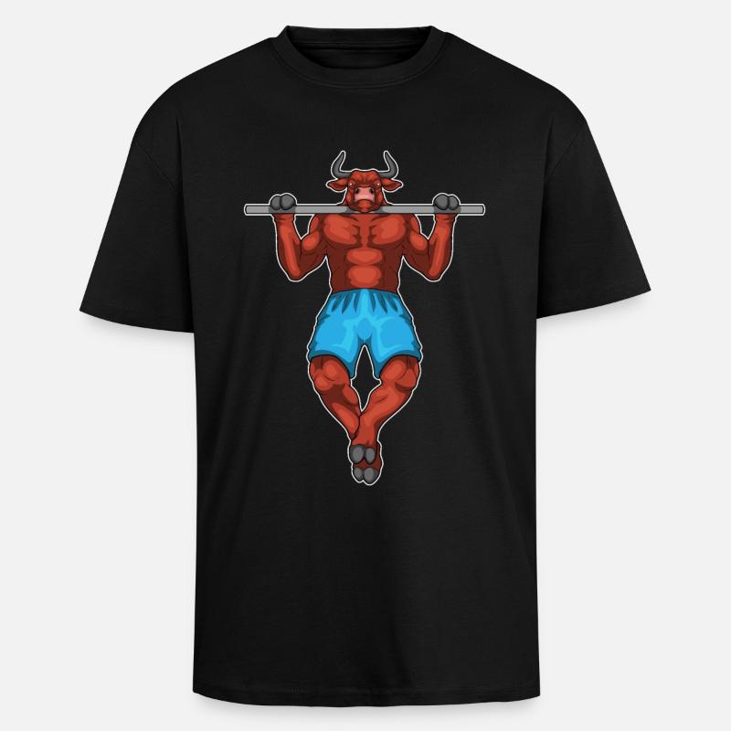 Taurus Bodybuilder Pull-Ups Bodybuilding - Unisex Oversized Heavyweight T-shirt - black